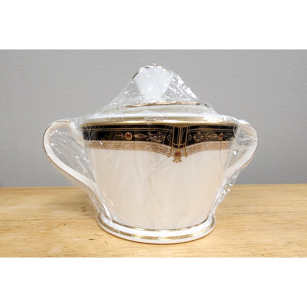 Noritake Gold and‎ Sable  Bone China  #9758 Sugar Bowl with lid   NEW